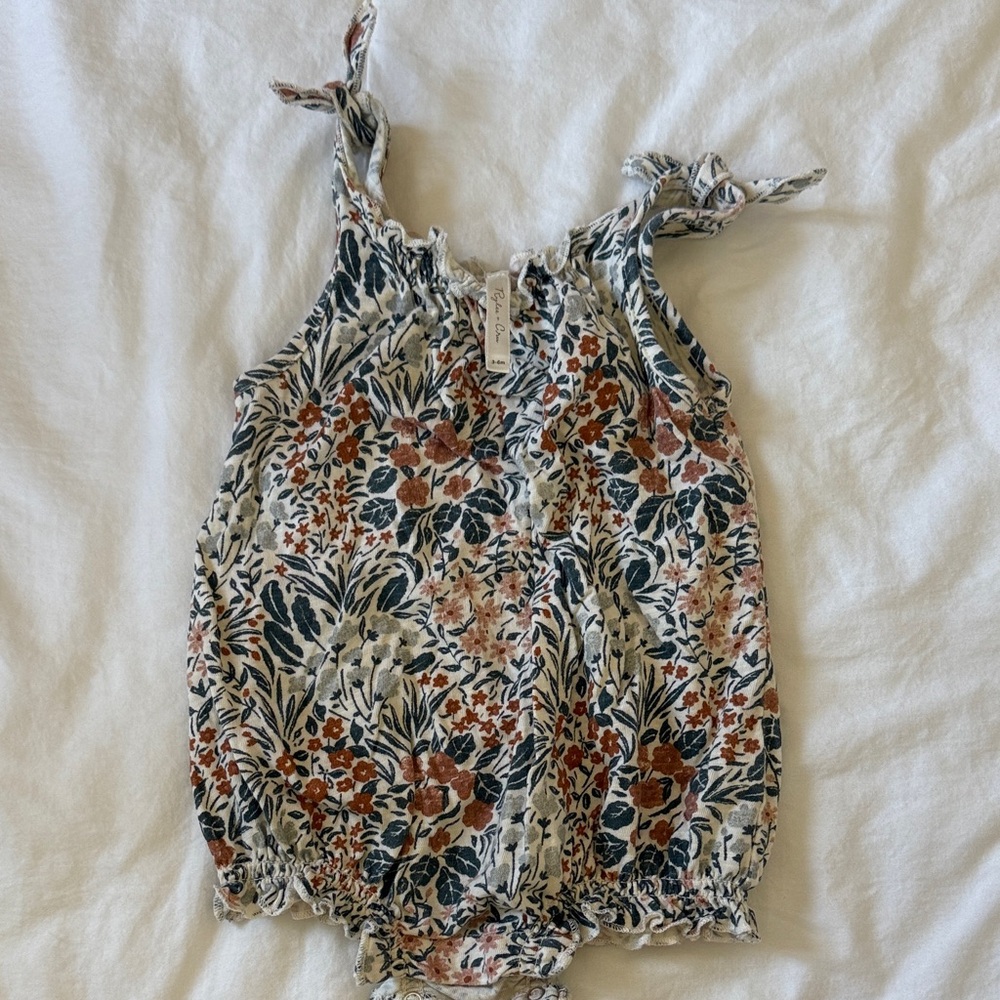 Rylee + Cru Floral Bodysuit in Navy and Rust